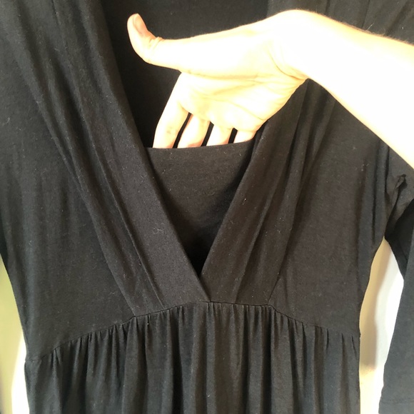 ❤️Hugo Boss Orange Tag Black Midi Dress Cotton Modal Blend Cinched Waist Size M - Picture 4 of 9